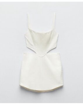 Zara Ivory denim Cutout Mini Dress